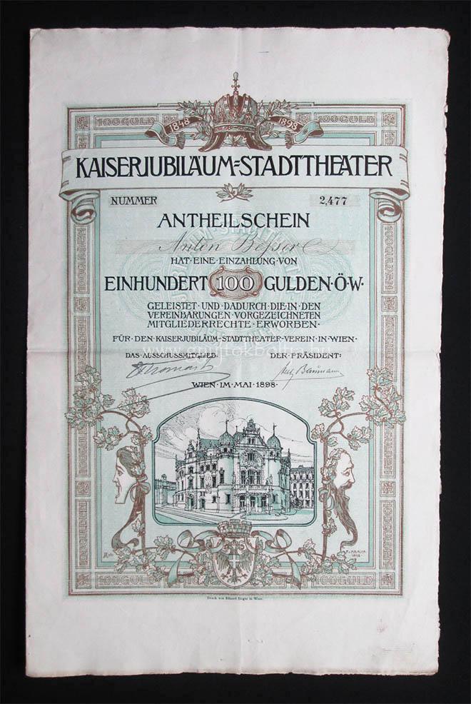 Volksoper Bcs / Csszri Jubileumi Vrosi Sznhz rszjegy 1898